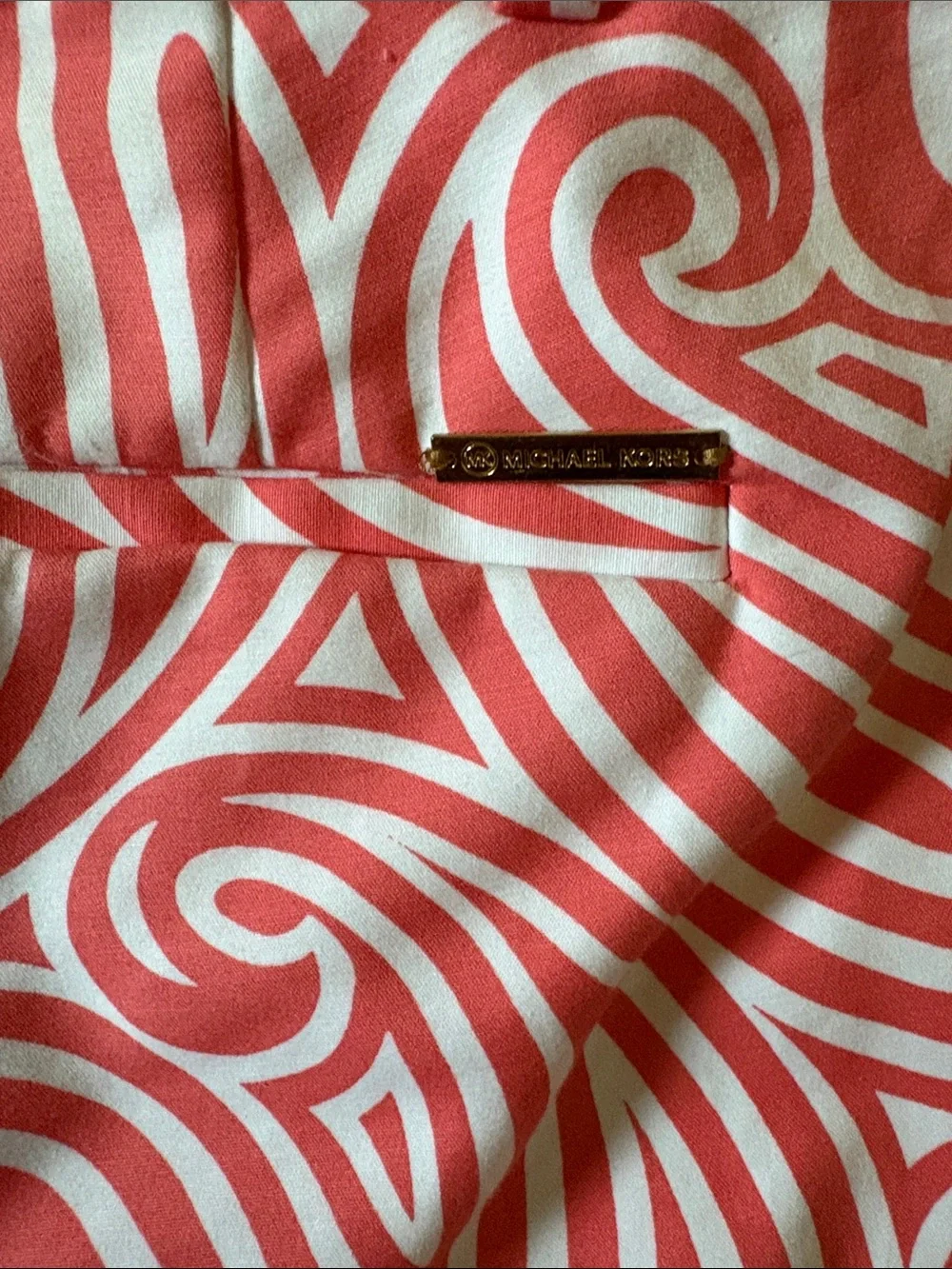 Michael Kors Collection Coral & White Swirl Skinny Pants